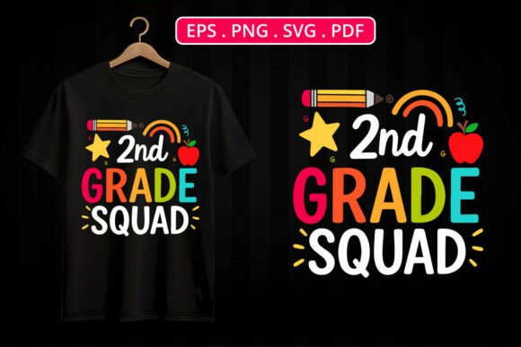 2nd Grade Squad Back to School Teacher T-Shirt Design for Your POD Store