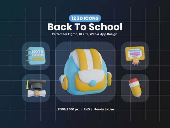 Back to School 3D Icons: Playful Energy for Educational Designs