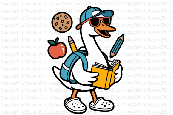 Back to School Blue Boy Goose PNG