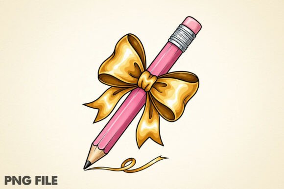 Back to School Pencil Bow Girls Pink PNG: A Versatile Design for Creative Projects